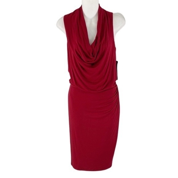 NWT Ralph Lauren deep red cowl neck sleeveless dress - Picture 1 of 9